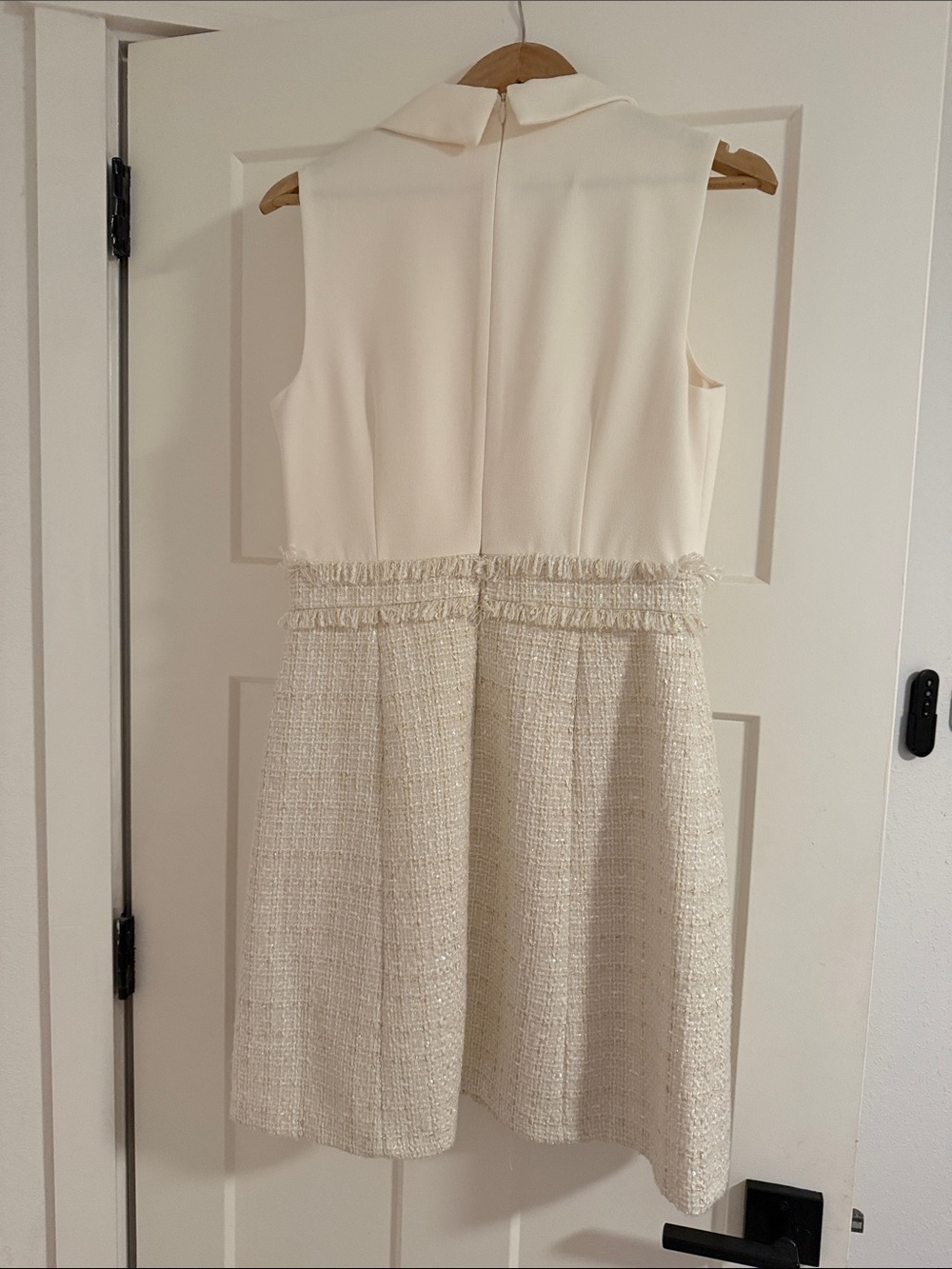 Eliza J Cream Sleeveless Tweed-Trim Sheath Dress - Picture 3 of 6